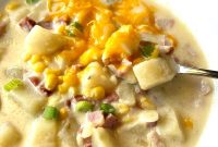 Crockpot Ham and Potato Chowder with Cheese