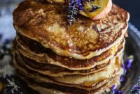 Peach and Bacon Pancakes with Lavender Butter Syrup
