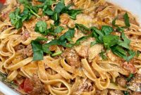 Creamy Sausage and Peppers Fettuccine