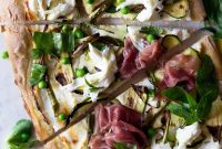 Spring Pizza with Zucchini, Asparagus, Prosciutto and Mozzarella
