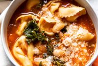Tuscan Tortellini Soup with Sausage and Spinach