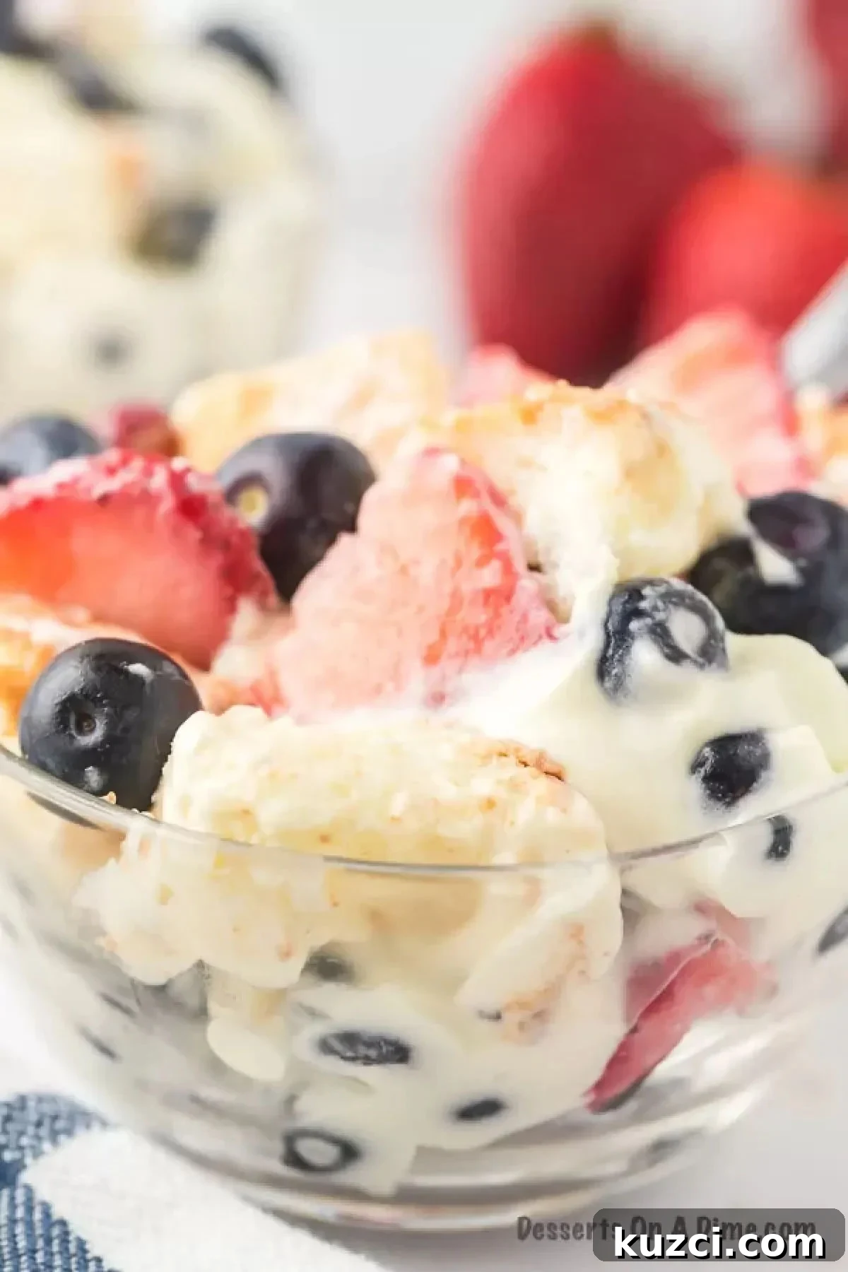 Red White and Blue Trifle Recipe for 4th of July 12 Red white and blue trifle served in a small glass bowl