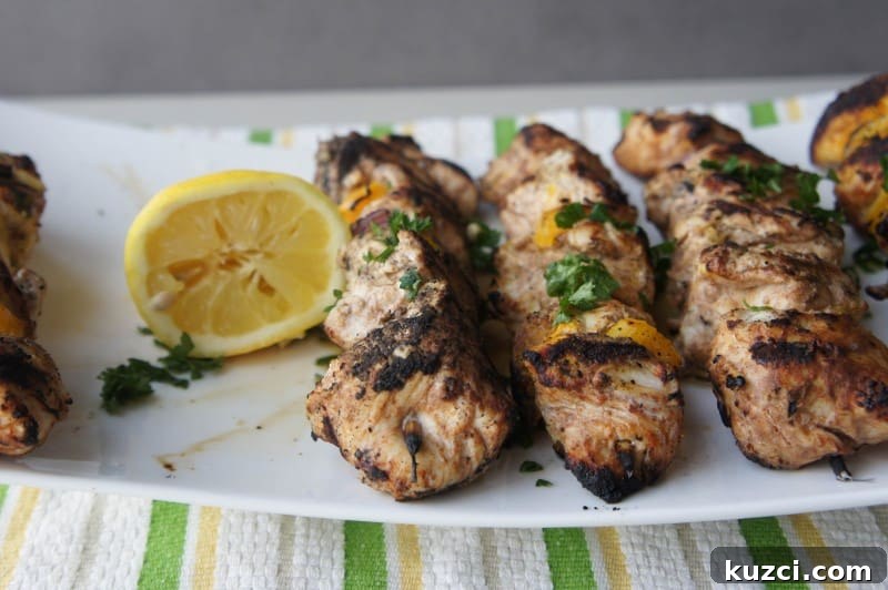 Spiced Yogurt Marinated Chicken Skewers