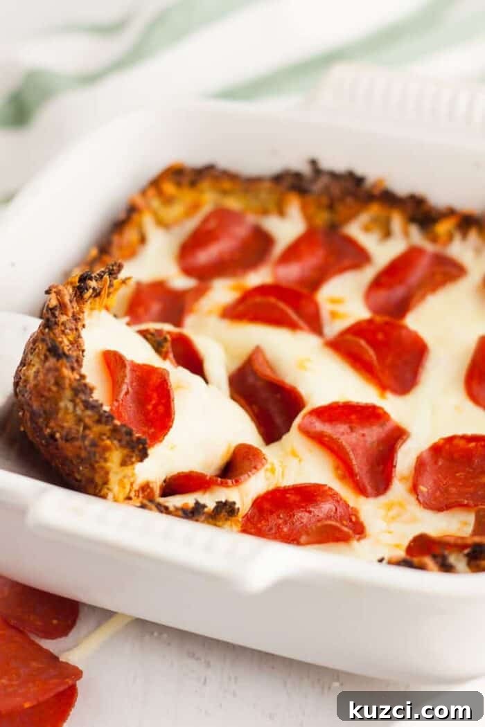 Keto Pepperoni Pizza Stuffed Peppers 14 keto pizza casserole in serving dish