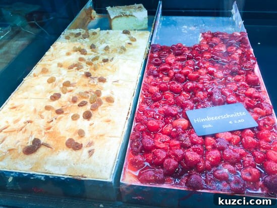 German cake in cafe display