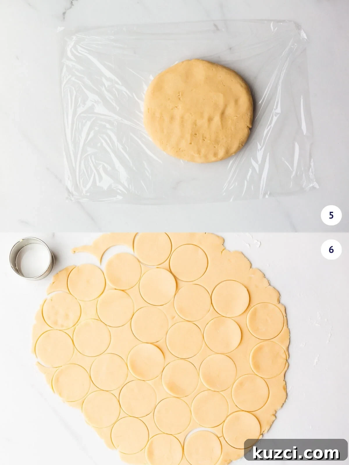 Jam-Filled Shortbread Cookies Recipe 5 Shortbread cookie dough has to be wrapped and chilled before rolling it out to cut into shapes.