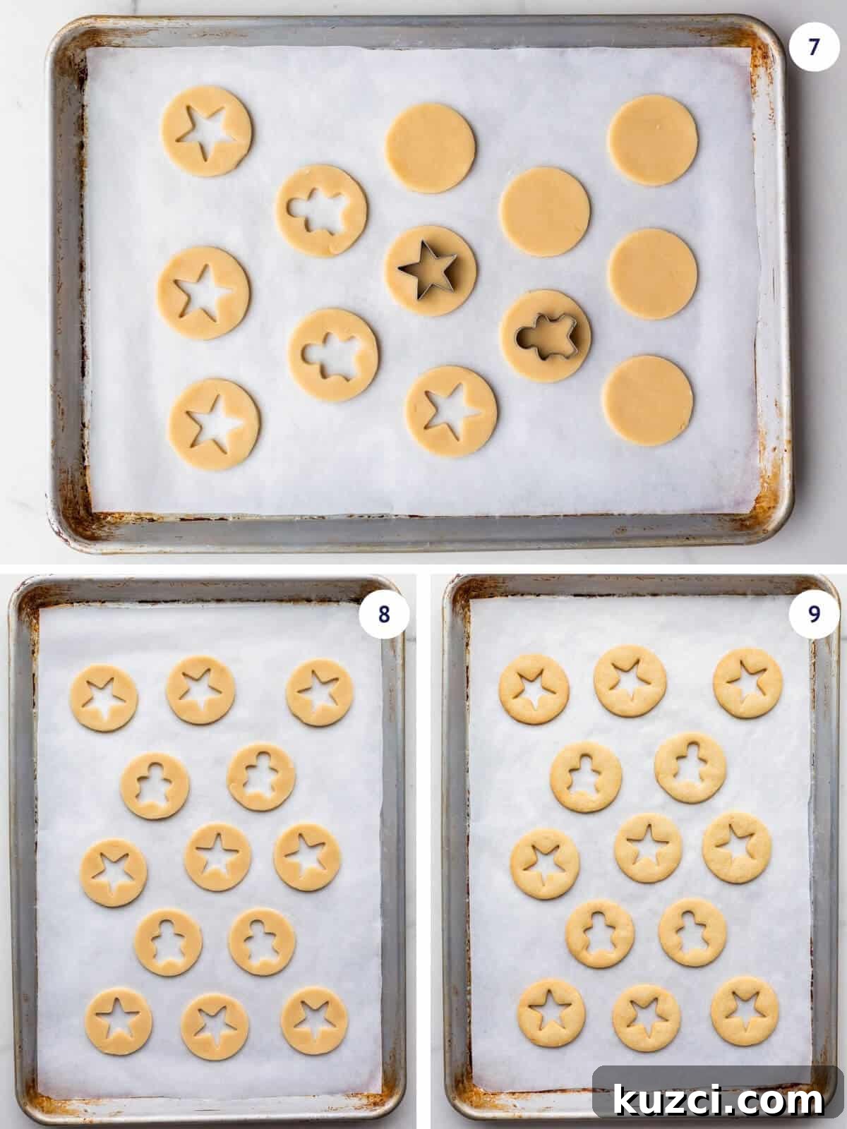 Jam-Filled Shortbread Cookies Recipe 6 Cutting out shortbread cookies with windows before baking to sandwich with jam.