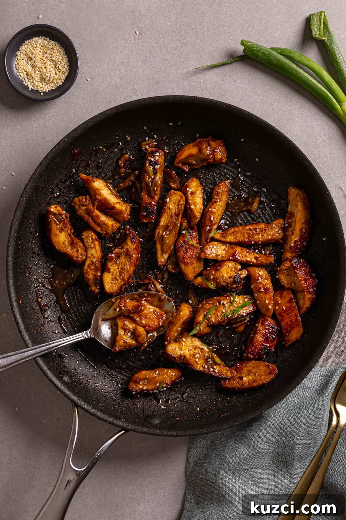 Honey Ginger Glazed Chicken Recipe 10 Honey ginger chicken in a nonstick skillet.