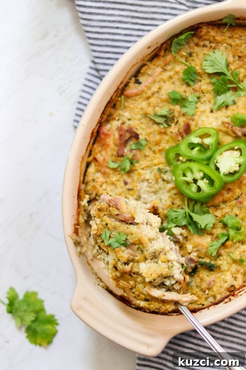 Salsa Verde Pulled Pork Casserole, Paleo Whole30 Low Carb 6 Salsa Verde Paleo Pulled Pork Casserole