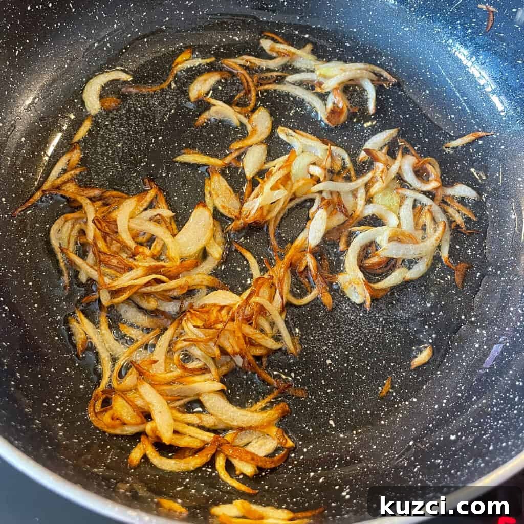 Chana Pulao: Spiced Chickpea Rice Pilaf 3 Frying onions for pulao