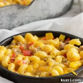Skillet Sausage and Peppers Mac and Cheese