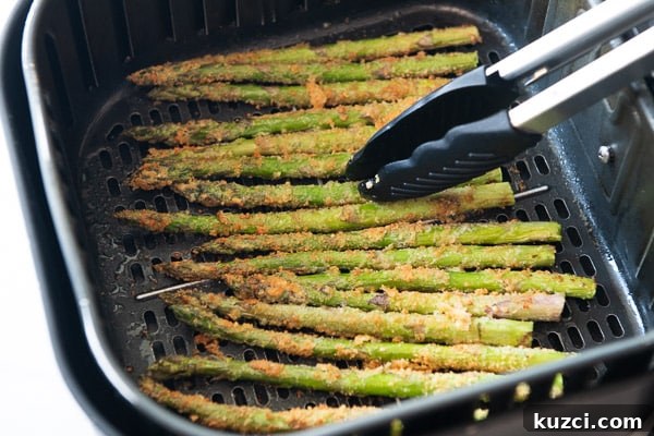 Crispy Air Fryer Asparagus Keto Recipe 8 Turning asparagus