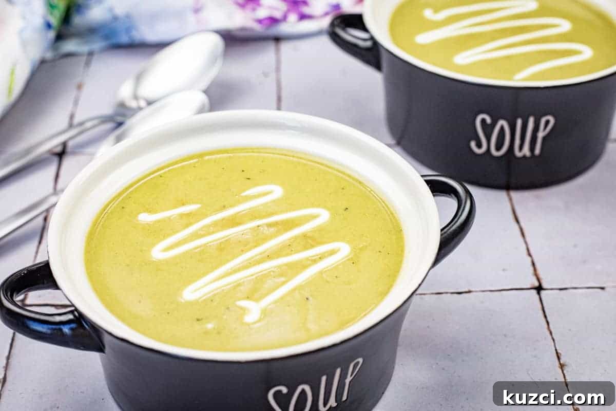 Close-up Cream of Poblano Soup on a bowl.