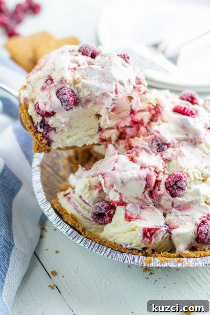 No-Bake Gluten-Free Ice Cream Pie with Chocolate Cookie Crust 4 Vanilla ice cream with raspberries in a graham cracker crust