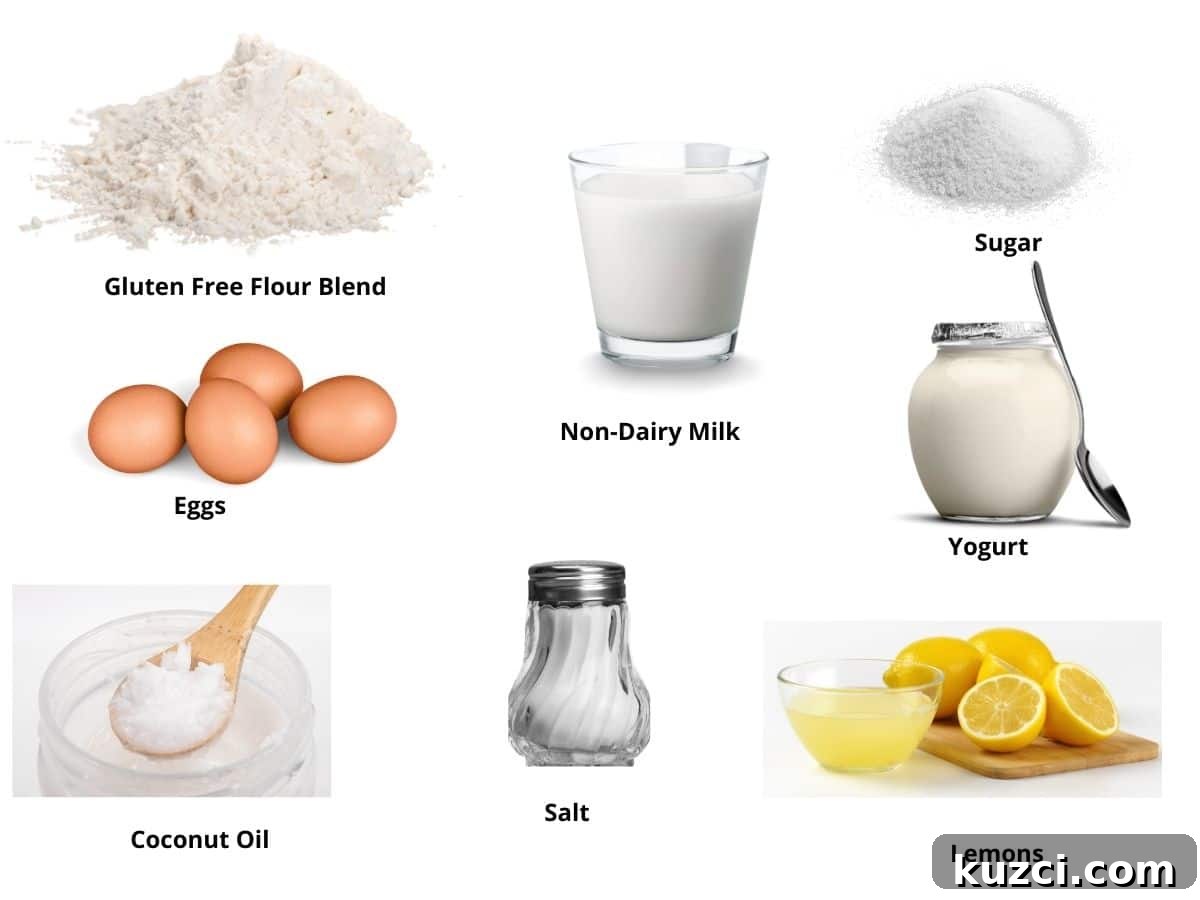 Photos of the lemon yogurt cake ingredients.