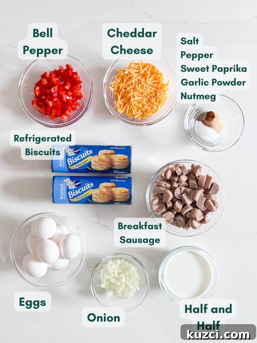 An overhead image of labeled recipe ingredients.