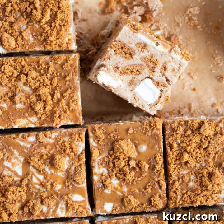 Squares of biscoff rocky road.