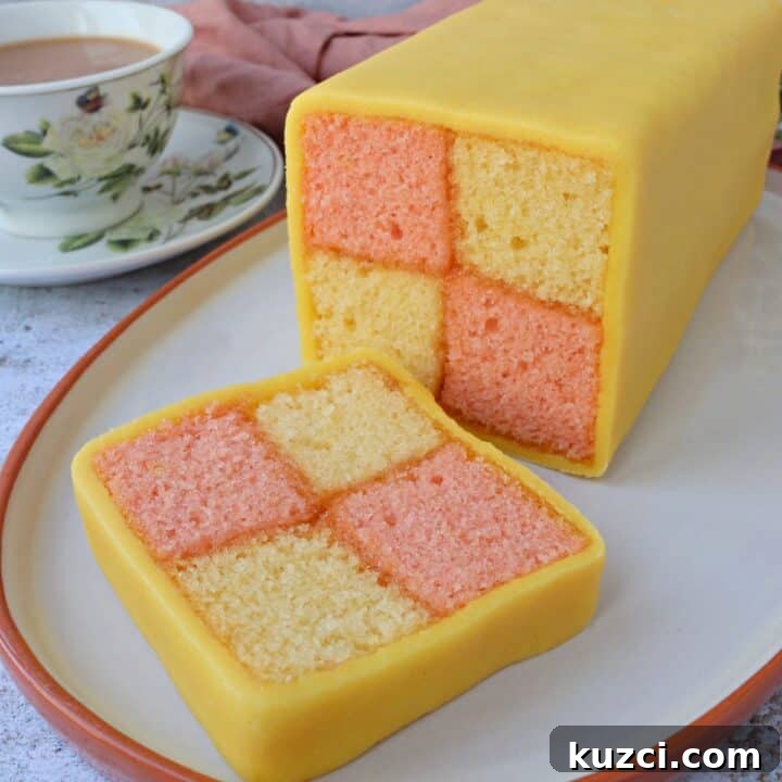 Traditional Battenberg cake.