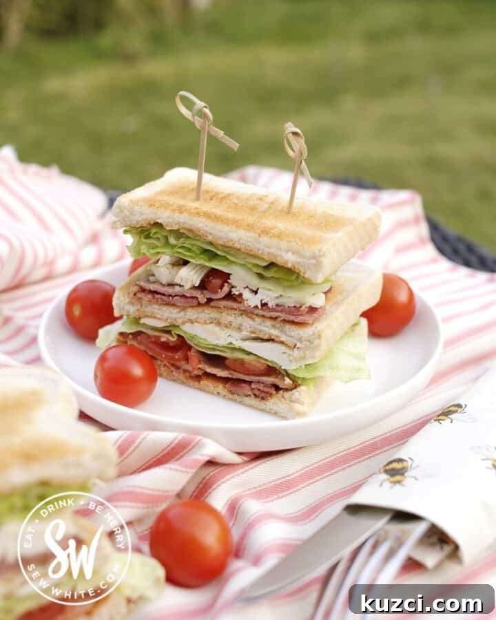 Club sandwich with layers of filling.