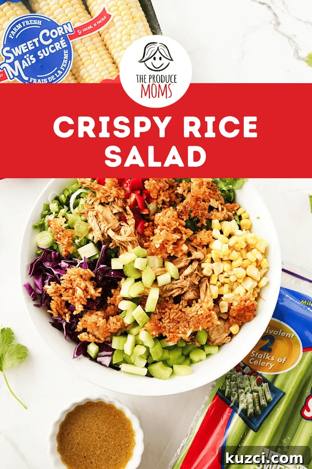 Teriyaki Crispy Rice Salad with Celery and Corn for Weeknights 11 Pinterest Pin Crispy Rice Salad