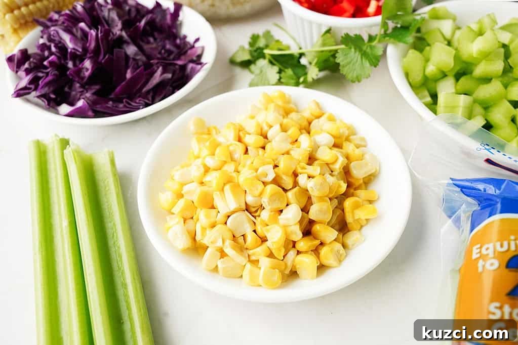 Teriyaki Crispy Rice Salad with Celery and Corn for Weeknights 7 Chop and slice the produce.