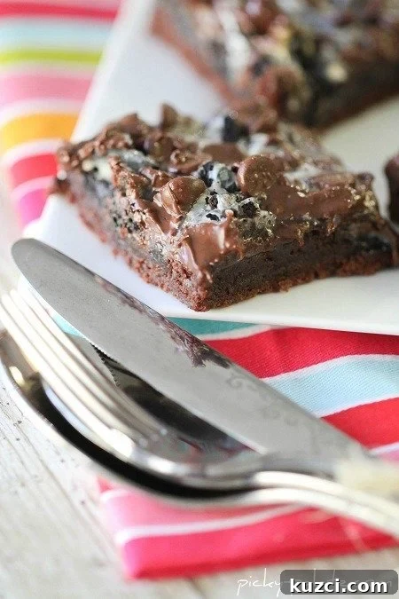 Gooey Cookies and Cream Double Chocolate Cake Bars