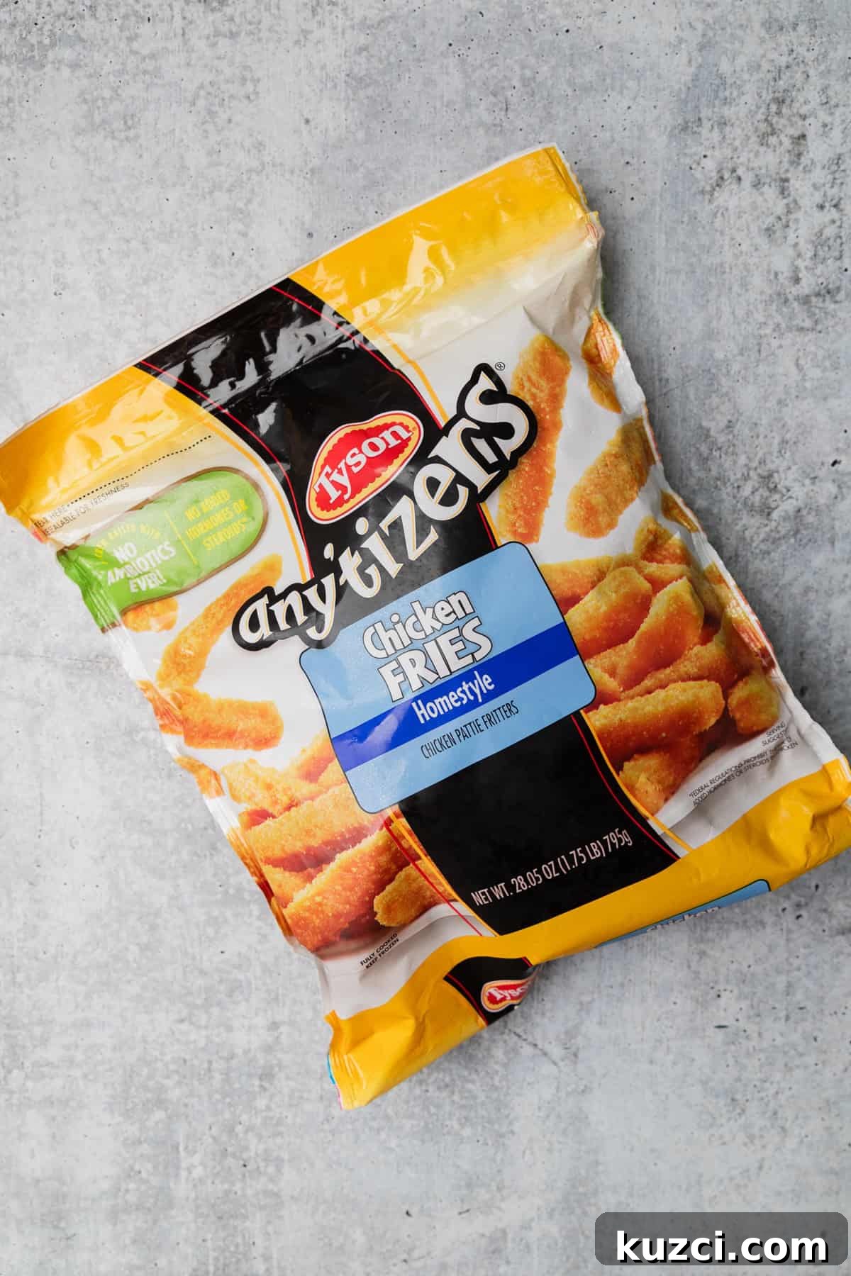 A bag on tyson anytizers chicken fries.