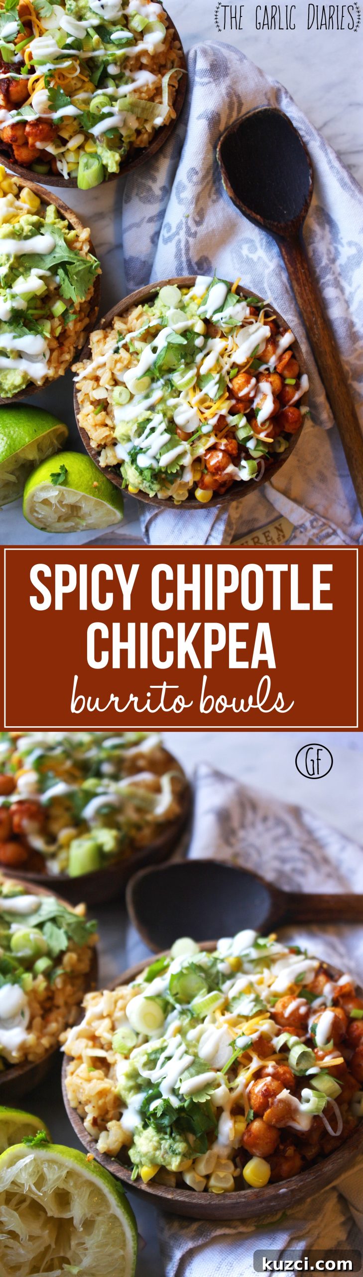 Spicy Chipotle Chickpea Burrito Bowl Recipe for Meal Prep 5 Guacamole and toppings