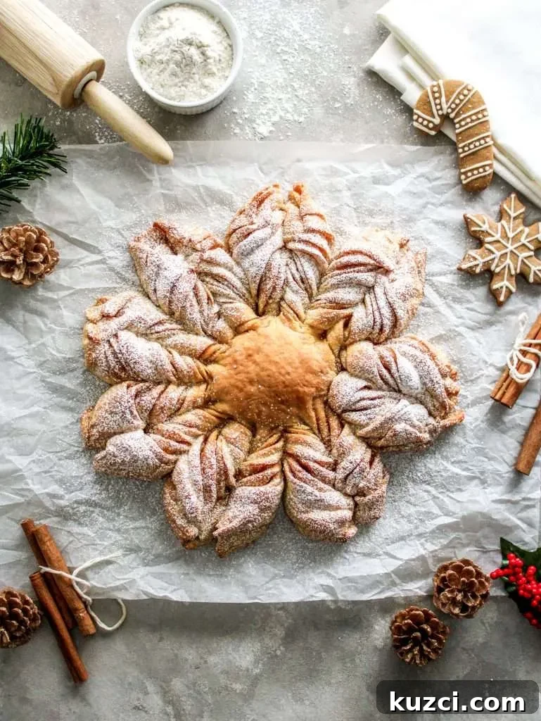Pull-Apart Star Bread Recipe 2 star bread dusted with powdered sugar (4)