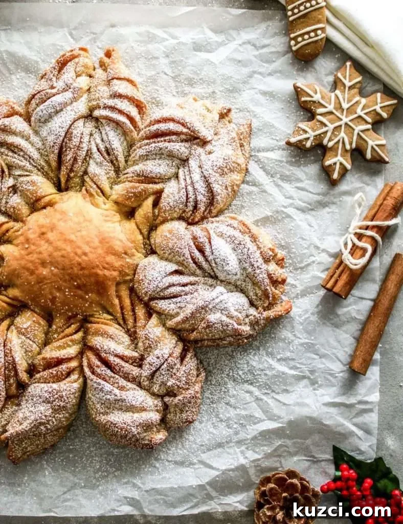 Pull-Apart Star Bread Recipe 14 star bread dusted with powdered sugar (5)