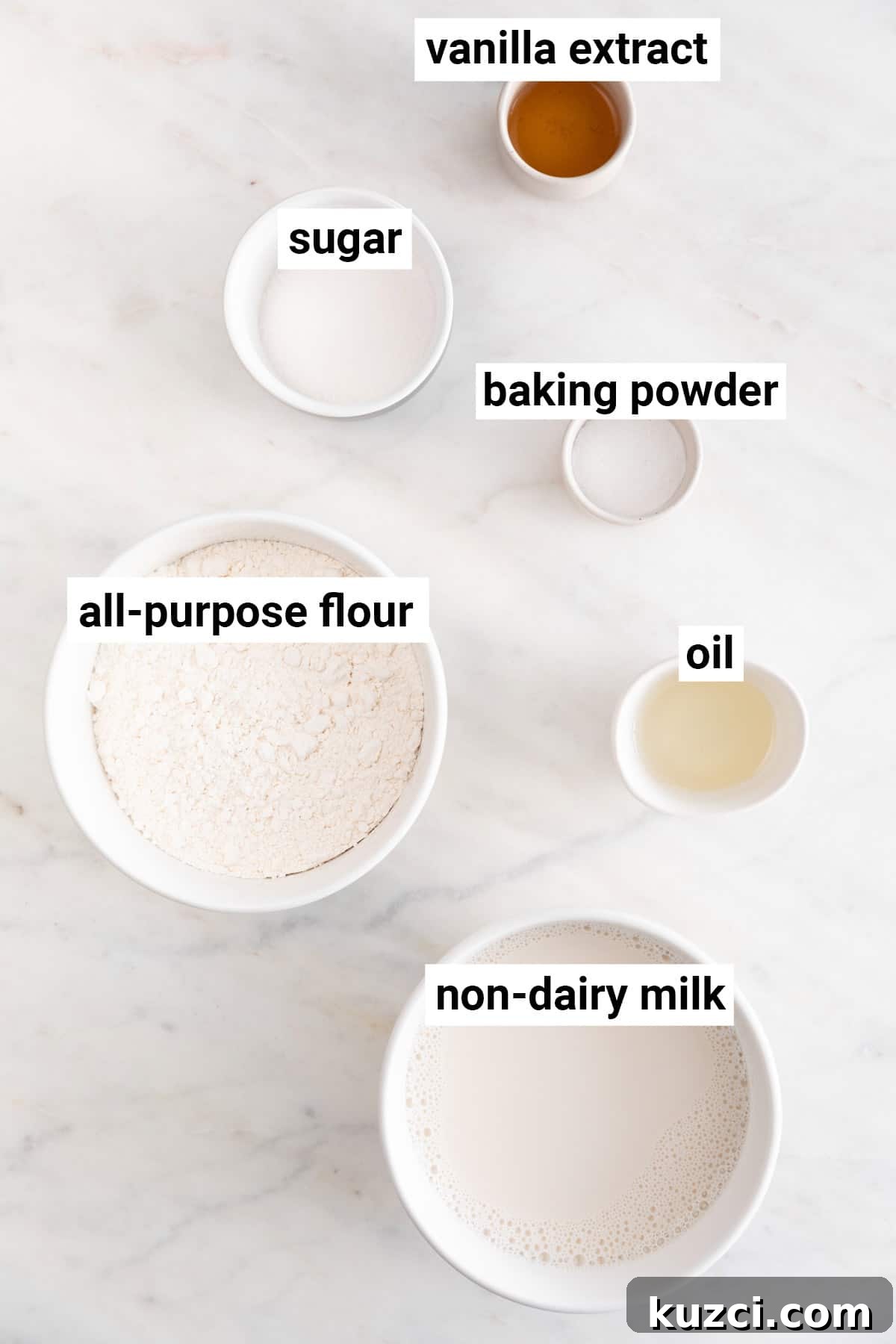 Ingredients needed to make vegan crepes.
