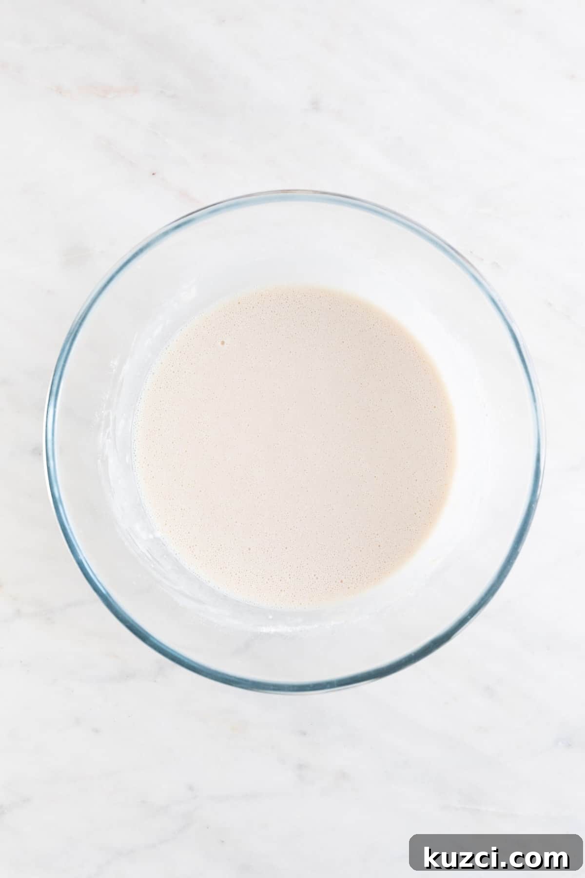 A large bowl with the vegan crepe batter.