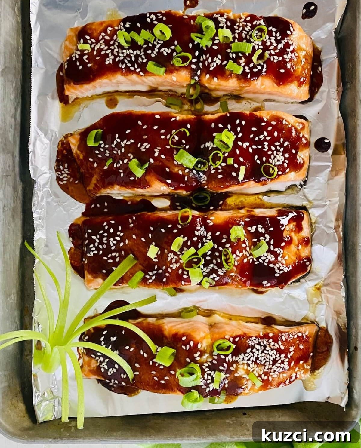 Oven-Baked Teriyaki Salmon with Hoisin, No Marinating 8 baked teriyaki glazed salmon recipe.