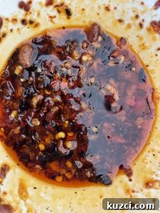 Warmed garlic chili oil