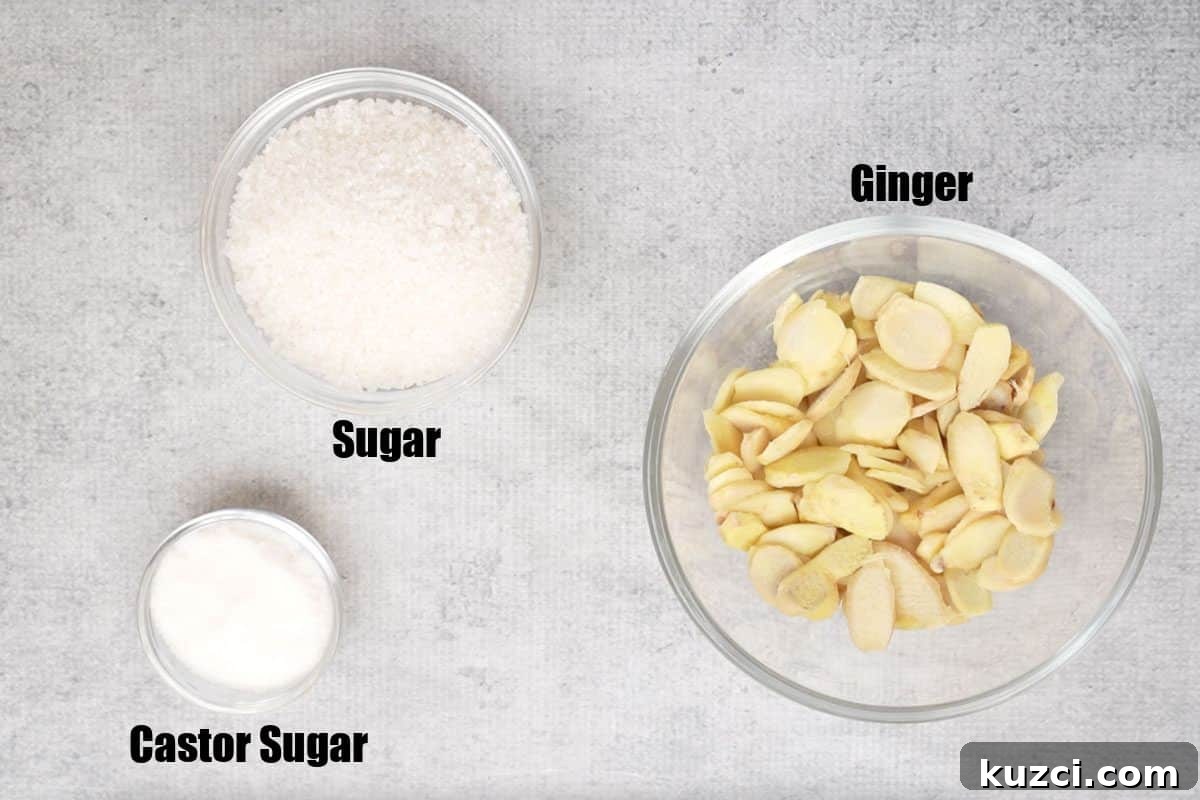 Homemade Crystallized Ginger Candy 3 Ginger candy ingredients