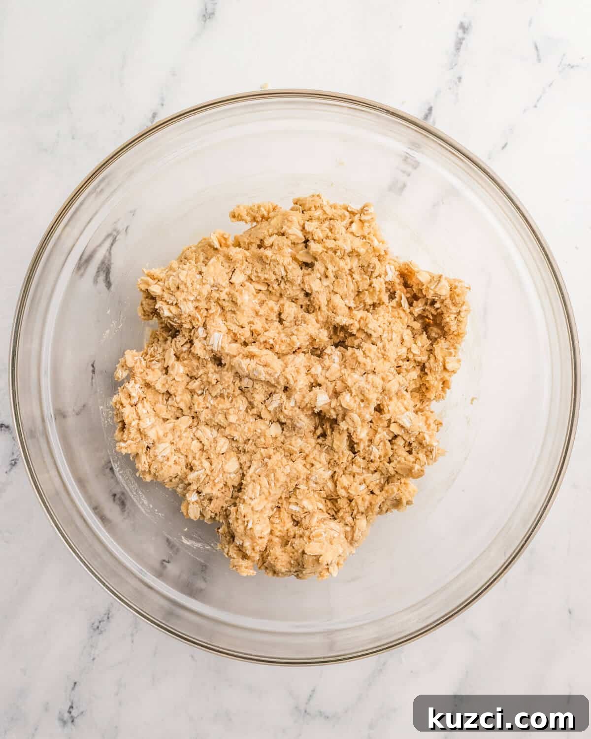 gluten free oatmeal cookie dough in a bowl. 