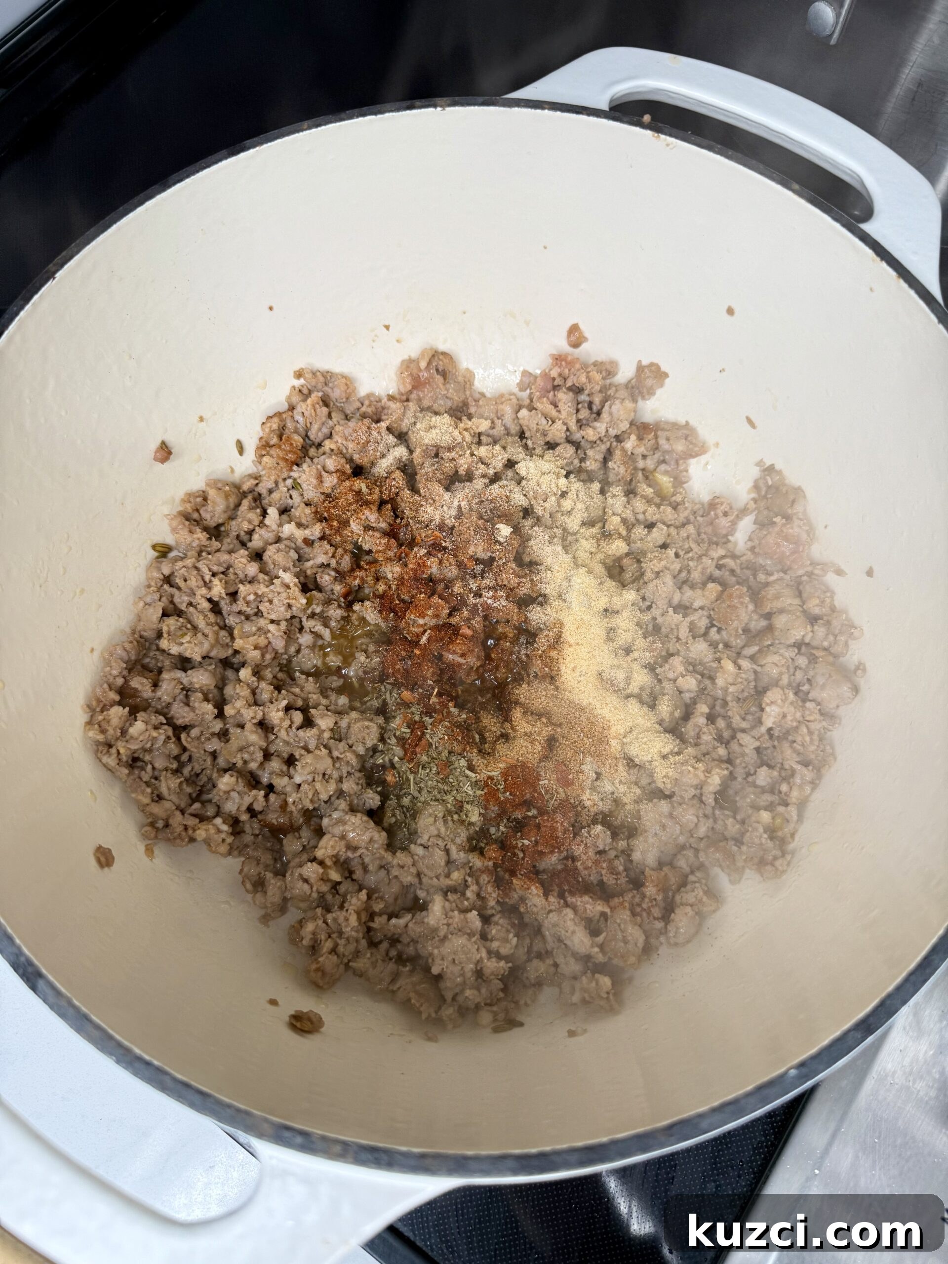 Creamy Sausage and Peppers Fettuccine 11 Chopped pepper and onion for pasta sauce