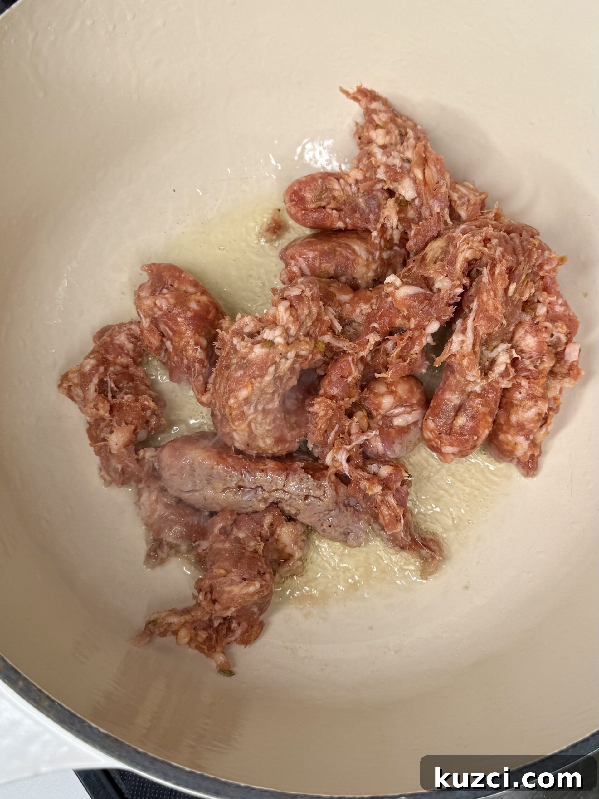 Creamy Sausage and Peppers Fettuccine 9 Tomato paste added to sausage