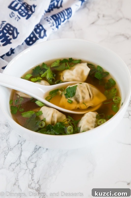 How to Make Authentic Wonton Soup 4 A bowl of soup, with Dinner and Wonton