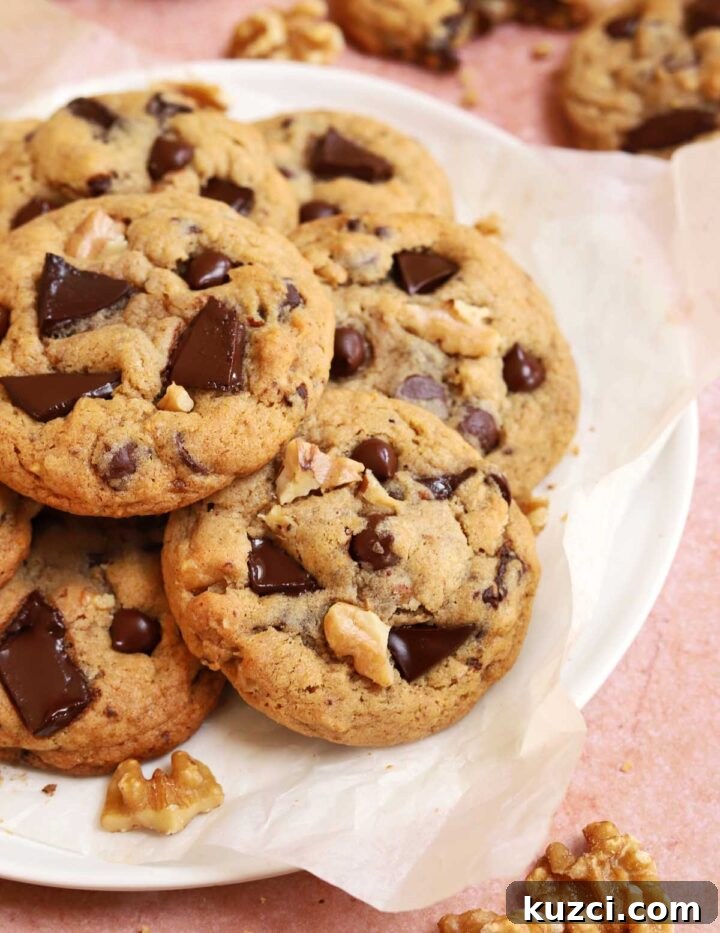 chocolate chip banana bread cookies on a plate