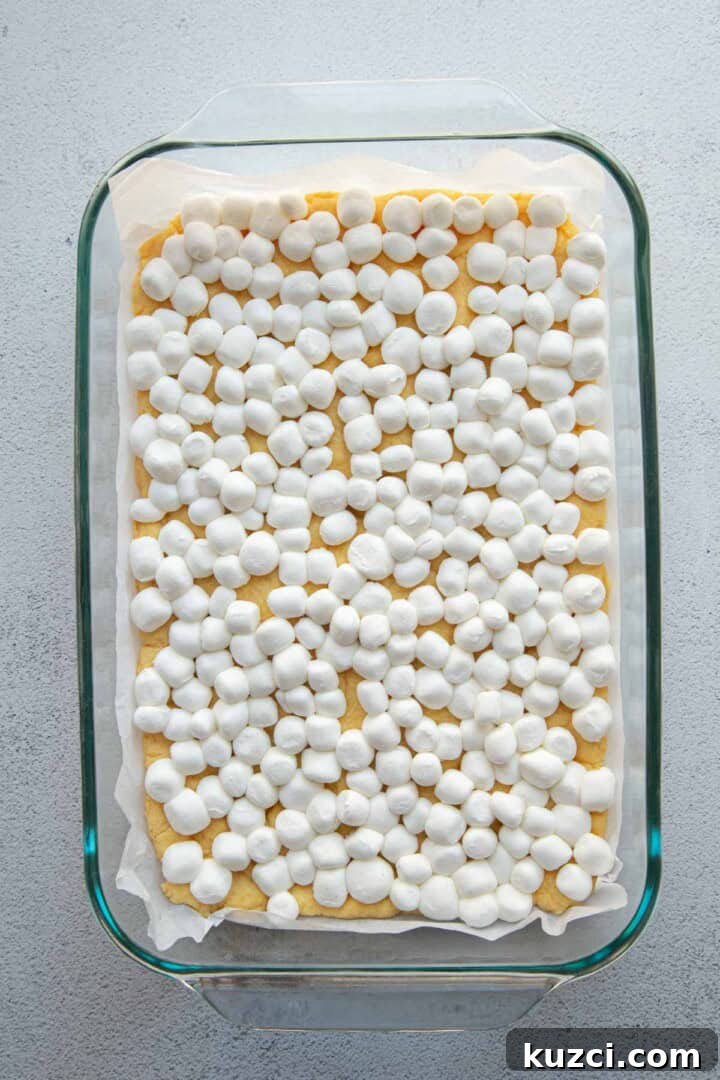 marshmallows in a glass dish.