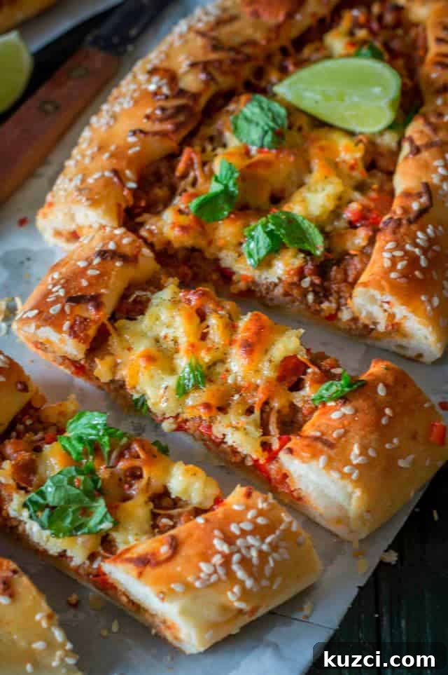 How to Make Turkish Lamb Pide at Home 4 Slices of a Turkish lamb pide