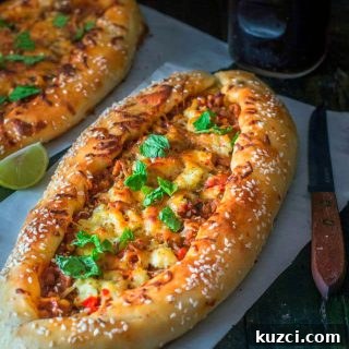 Finished Turkish lamb pide slices