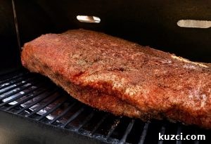 Brisket smoking on the grill
