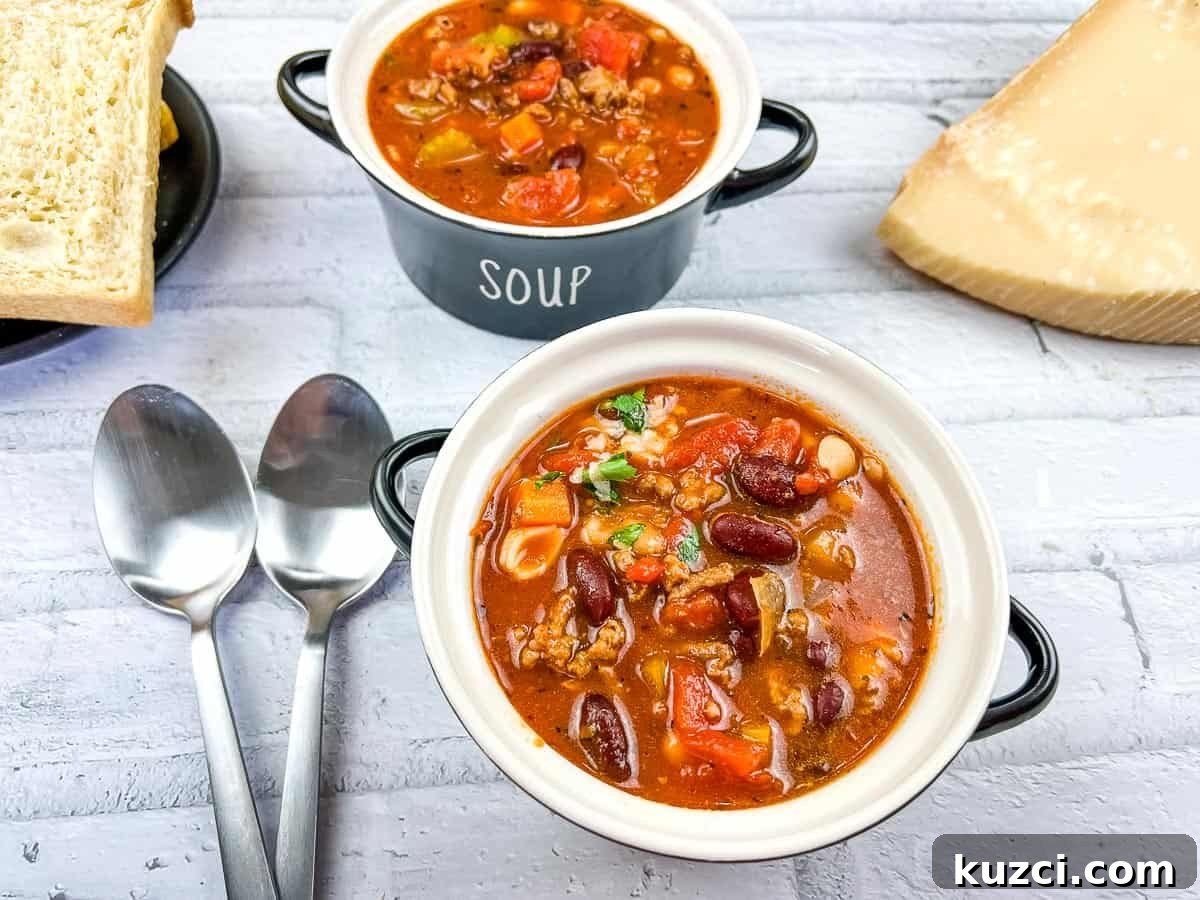 33 Fall Dinner Recipes Packed With Comfort Food Favorites 33 Pasta e Fagioli Soup in 2 bowls with spoons.