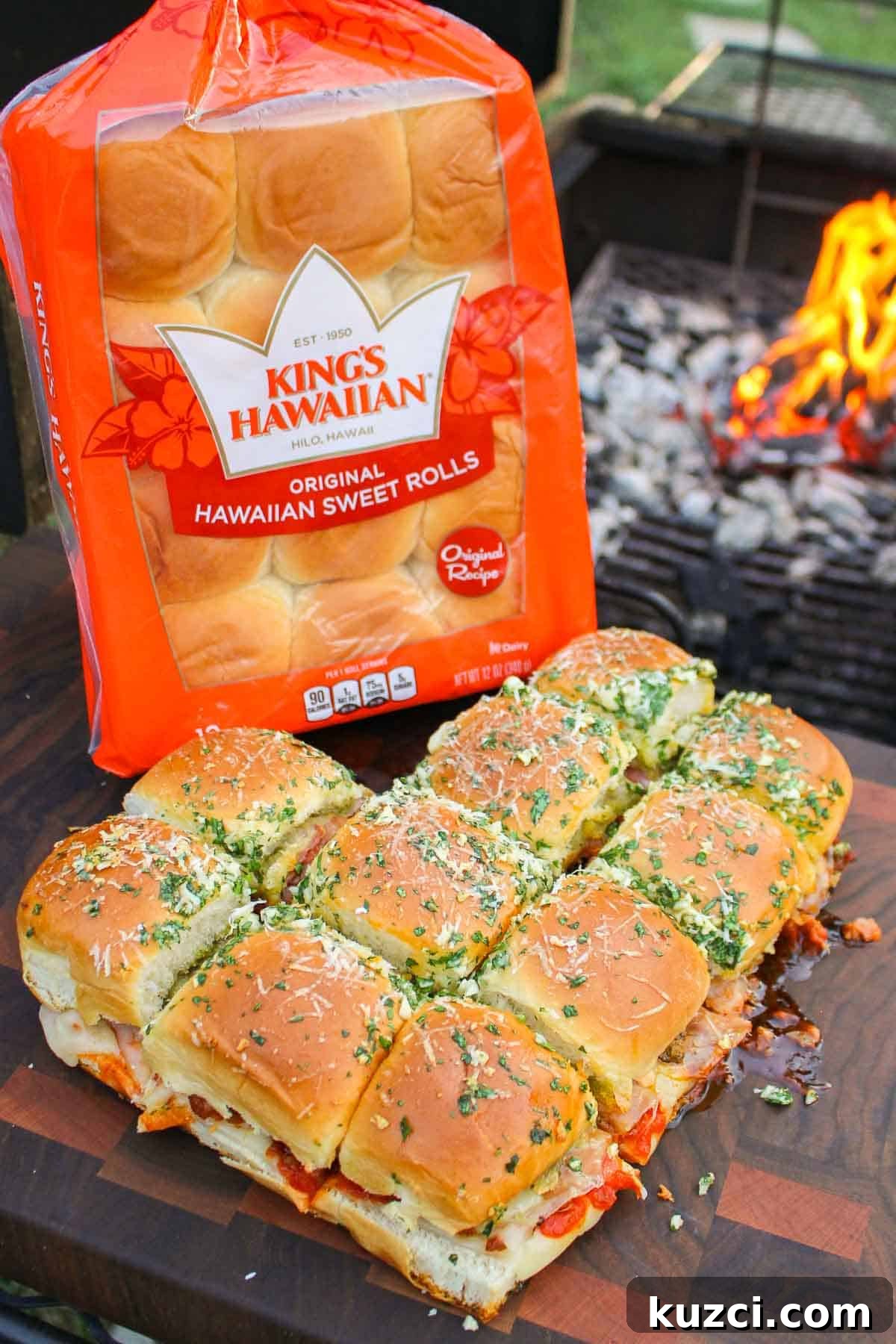 Italian Sliders with Hawaiian Rolls 3 The finished Italian sliders with King's Hawaiian Rolls in the background.