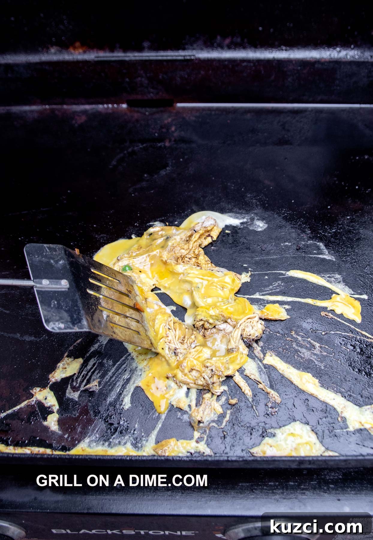 Savory Ham Fried Rice with Eggs and Vegetables 6 Cooking eggs on the griddle