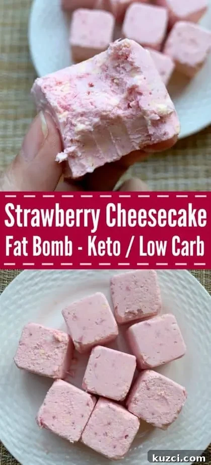 Keto Strawberry Cheesecake Fat Bombs Recipe 9 strawberry cream cheese fat bomb pin