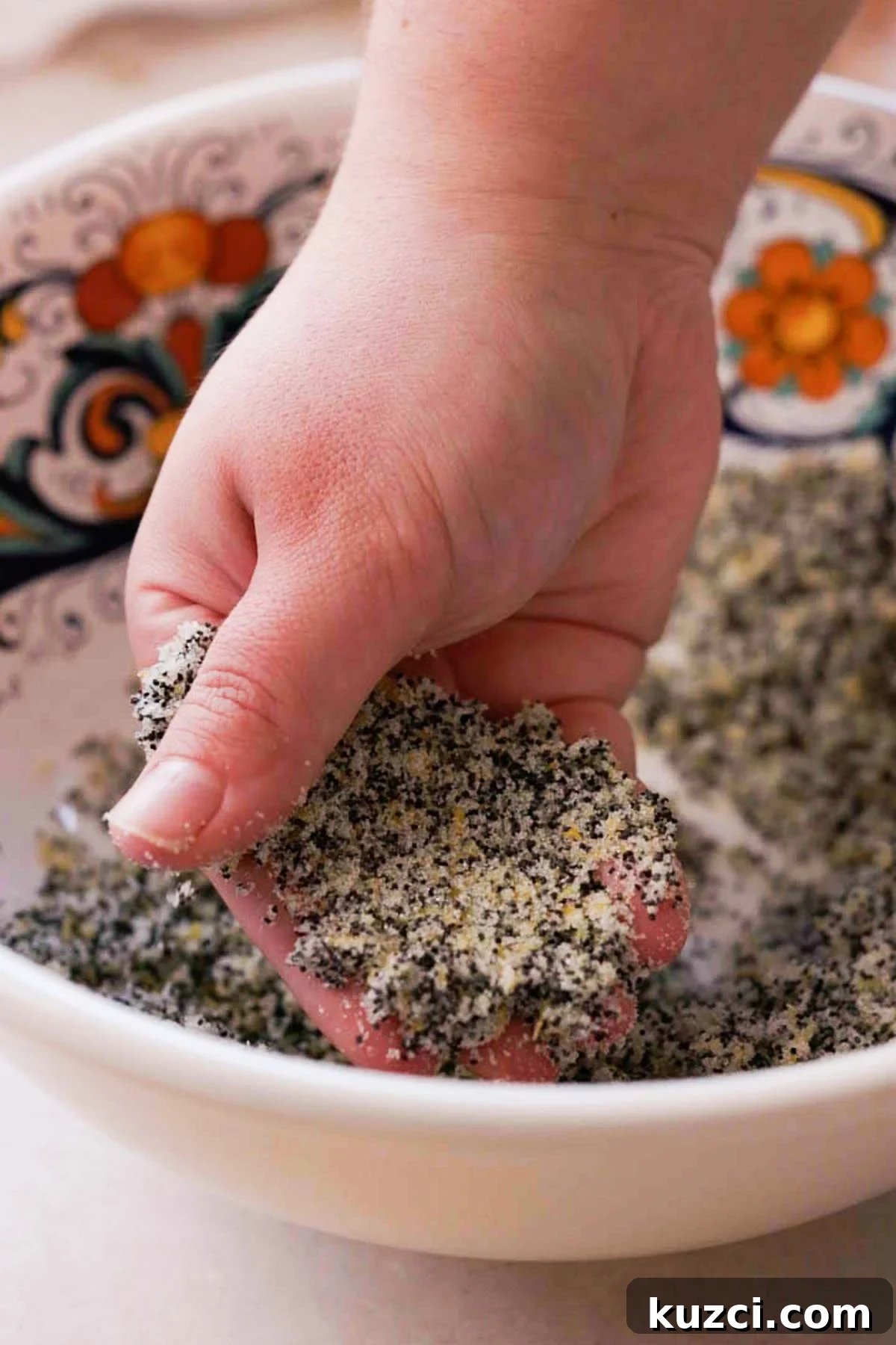 Lemon Poppy Seed Scones with Zesty Glaze 5 rubbing lemon zest, poppy seeds, and sugar together with your fingers