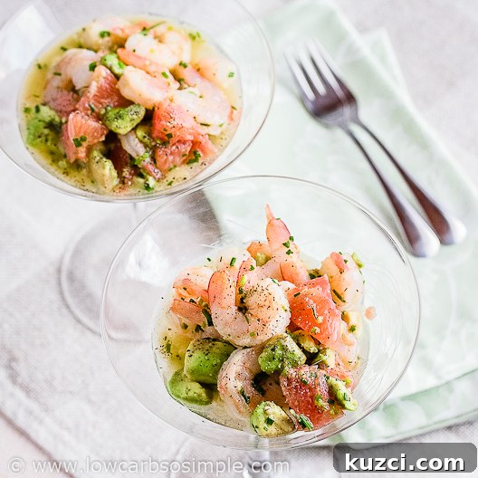 Dairy Free Shrimp Avocado Red Grapefruit Salad 12 Image of Shrimp Avocado and Red Grapefruit Appetizer | Low-Carb, So Simple